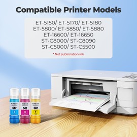 542 Ink Refill Bottles Color Combo Pack ET-5150 ET-5170 ET-5850 ET-5800 Replacement for Epson 542 Ink Refill Bottles for EcoTank Pro ET-5150 ET-5170 ET-5180 ET-5800 ET-5850 ET-5880 ET-16600 ET-16650