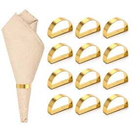 Coitak Lote de 12 porta-guardanapos espiralados de metal dorado para boda, cena, decoración de mesa (medio círculo)