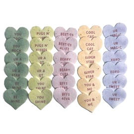 Of The Earth Handmade Paper - Wildflower Seed Paper Small Heart Valentines - Sweet Messages - 1.75" x 1.5" - Mixed Set of 60