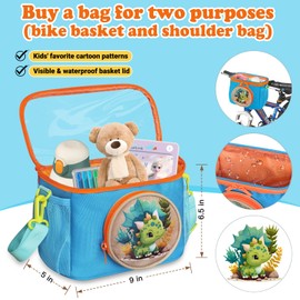 RAYMACE Kids Bike Basket,Children's Bicycle Basket Front with Shoulder Strap,Cute Bike Frame Bag for Girls,Boys Toddlers Bike,Scooter Bag Accessories (Cerulean)