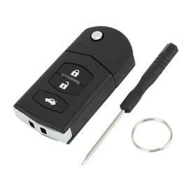 A ABSOPRO 3 Button Key Shell Keyless Entry Remote Key Fob Replacement Case for Mazda 3 6 MX5 RX8