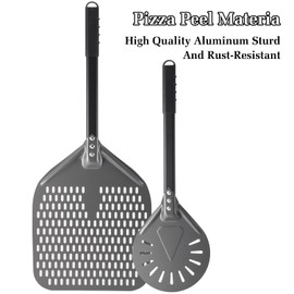 Joylongde Pizza Peel 14 Inch+7 Inch, Aluminum Metal Pizza Turning Peel, Professional Pizza Spatula Paddle for Homemade Pizza