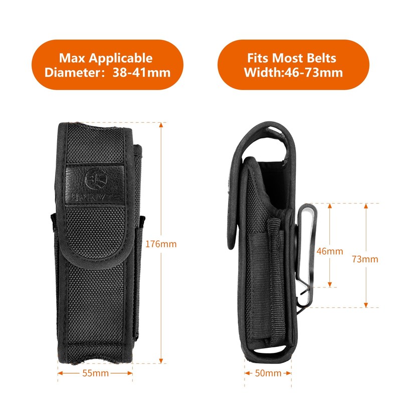 Brinyte Tactical Flashlight Pouch Holster, Rotatable Flashlight Holder Belt Clip