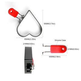Heart-Shaped Egg Ring Mold with Orange Handle, Non-Stick Pancake Maker, Black