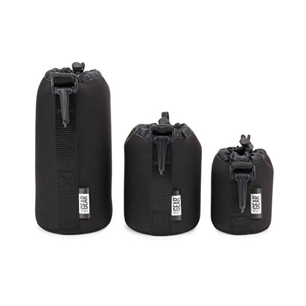 USA GEAR FlexARMOR Protective Neoprene Lens Case Pouch Set 3-Pack