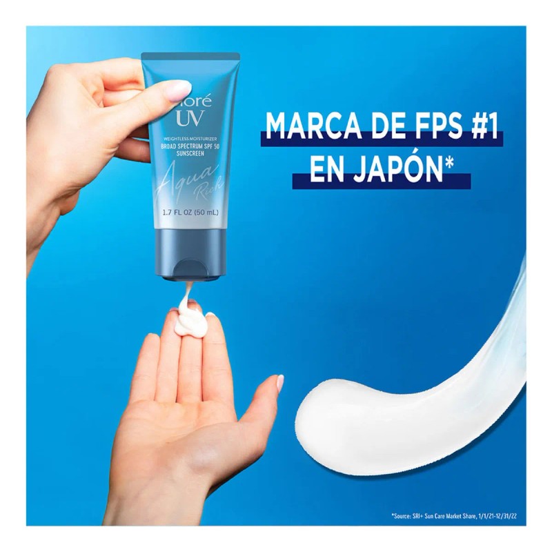 Bioré Aqua Rich Crema Facial Ácido Hialurónico Spf50 Piel Mixta