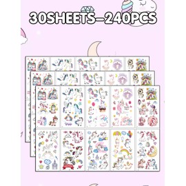 240 Pieces Unicorn Temporary Tattoos Themed Birthday Party Favors Supplies Decorations, Unicorn Tattoo Stickers Gifts For Game Prizes Reward