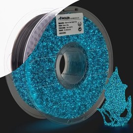 AMOLEN Glow in The Dark PLA Filament, 1.75mm Shiny PLA 3D Printer Filament Starry Blue, 1KG/2.2lb, Dimensional Accuracy +/- 0.02mm, Fit Most 3D Printers