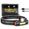 Skywolfeye Rechargeable Headlamp Super Bright LED Head Torch,Adjustable Beam,Lightweight Head