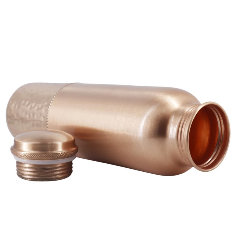 Pure Copper Water Bottle, Plain and Hammered 1000 Ml (33.81