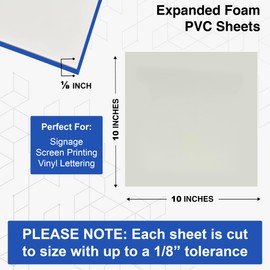 Duco Closed Cell PVC Foam Board Plastic Sheets - (Pack of 12) USA-Made 1/8 Inch Thick, 10" x 10" Matte White Expanded PVC Board - D.I.Y. Signage, Displays, & Scale Models - PVC Foam Board 3mm