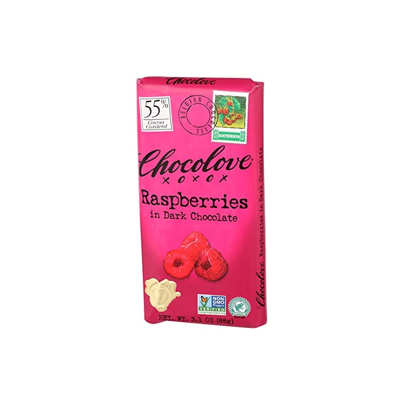 Chocolove Xoxo Raspberries In Dark Chocolate Bar -- 3.1 Oz