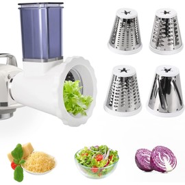 ZACME Slicer/Shredder Attachment for ZACME Stand Mixers, Cheese Grater & Vegetable Chopper & Salad Shooter & Grater Accessories (4 Blades)
