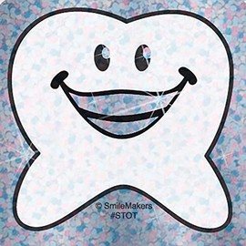 Happy Tooth Shaped Sparkle Stickers - Prizes and Giveaways - 75 per Pack