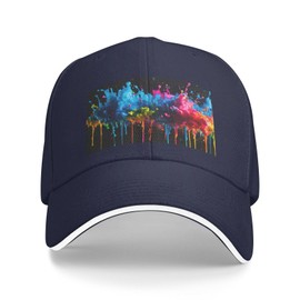 GeRRiT Paint Splatter Backdrop Print Sandwich Baseball Cap, Classic Baseball Cap, Adjustable Fashion Outdoor Cap Navy Blue