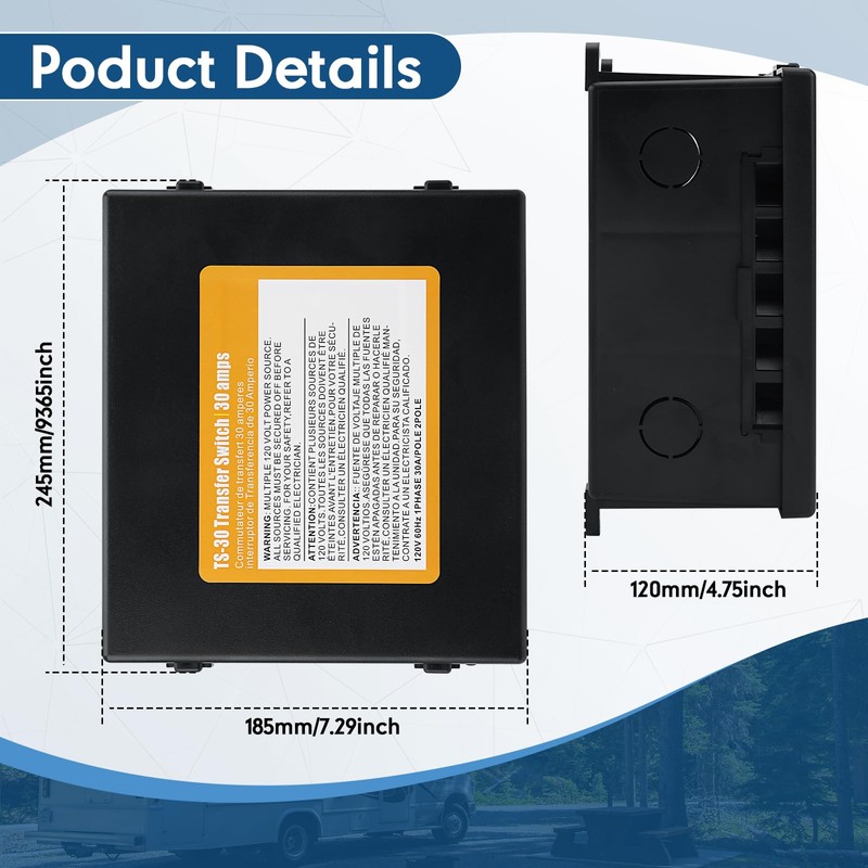 LINKCRO Automatic Transfer Switch，30 Amp Transfer Switch Kit for Inverter/Shore