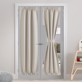 NICETOWN Door Curtains 72 inche Long - Faux Linen French Door Shades for Glass, Thermal Insulated Window Covering for, Sidelight Curtains for Kitchen, 30 inch Wide, Angora, 1 PC