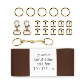 Hobby Horse Bridle DIY Gold Edition Material Set with Brown Leather (without instructions)