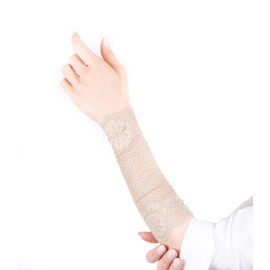 Long Lace Arm Cuff Bracelet (Nude Beige) Stretch for Women