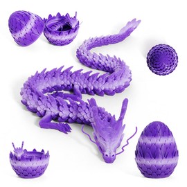 FANGHENG 3D Printed Dragon Egg Mysterious Dragon Toy Realistic Movable Dragon Flexible Joints Surprise Easter Dragon Eggs Desk Toy (Lollipop Purple)