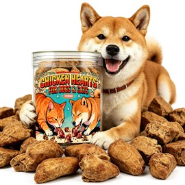xixisusu Freeze Dried Chicken Hearts for Dogs and Cats - Single-Ingredient, Grain-Free & Protein-Rich Raw Treats or Meal Topper - 2 oz Resealable Jar