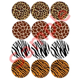 EdibleSweetMemories Safari Animal Print Edible Images Oreo Topper edible cupcake toppers Jungle  - 2.5" (12 per sheet)