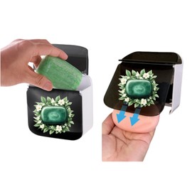 Soap Dish Holder with Lid Soap Box for Shower Bathroom Bathtub Waterproof Dustproof No Drilling Adhesive Include Green