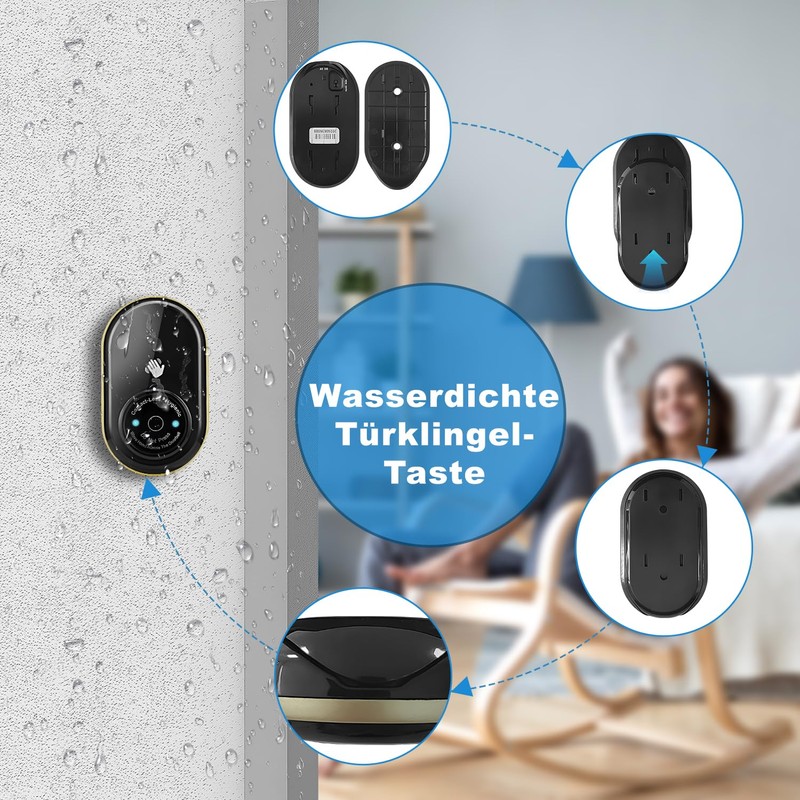 LIOTOIN Wireless Bell, Waterproof Wireless Doorbell with No Contact Required,