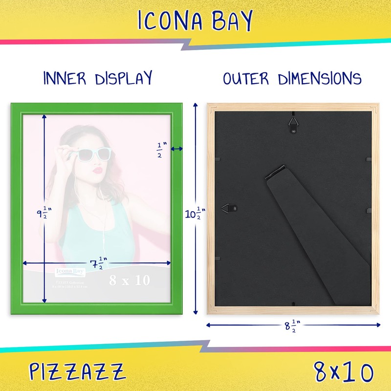 Icona Bay 8x10 inch Green Solid Wood Photo Frame Pizzazz
