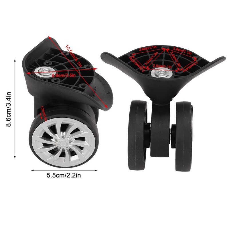 One Pair Suitcase Casters, Premium Nylon Luggage Wheels, with Multiple