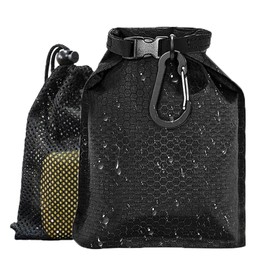 Travel Soap Bag, Quick Dry Bar Soap Pouch Travel Soap Container with Hanging Mesh Bag Waterproof Soap Bar Case, Quick Dry Soap Pouch Hanging Bathroom Mesh Caddy & Hook Travel Soap Container (Black)