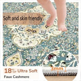 WYLWLS Area Rug 2x3, Machine Washable Small Non-Slip Low Pile Area Rug for Entryway, Hallway, Indoor and Kitchen, Boho/Modern/Vintage Styles