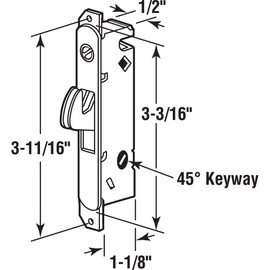 Prime-Line MP2014 Mortise Lock, 3-11/16"