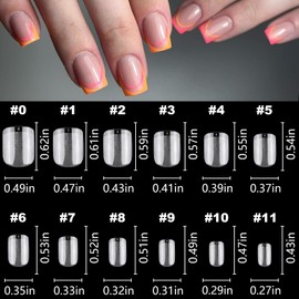 LoveOurHome 600pc Clear Gel X Nail Tips Short Square Fake Nail Tips Full Cover Clear False Nails Soft Gel X Nail Art Tips Artificial Fingernails for Salon and Home Gel X Acrylic Nail Design