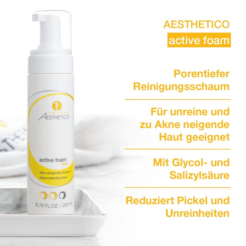 AESTHETICO Active Foam Cleansing Foam for Acne and Blemished Skin,