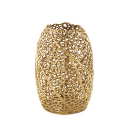 Deco 79 Aluminum Metal Abstract Decorative Vase Metallic Coral Inspired Centerpiece Vase, Vase for Home Decoration 9" x 9" x 13", Gold