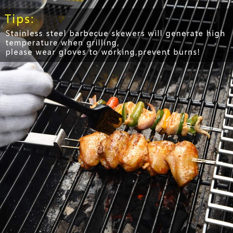 CMYK Barbecue Skewers, 6-Pack 13" Stainless Steel Grilling Skewers with