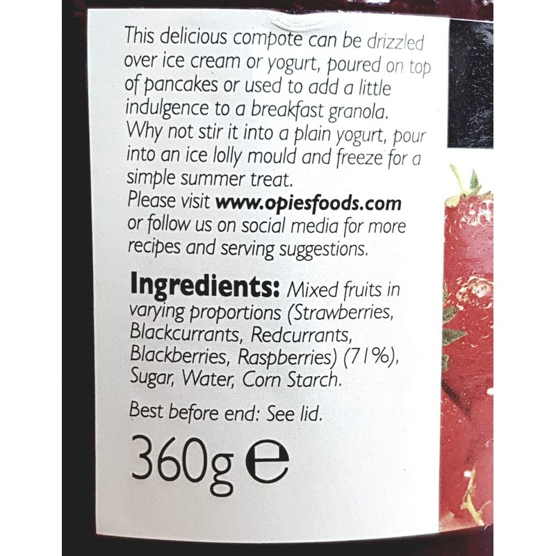 Opies Summer Berry Compote 400g