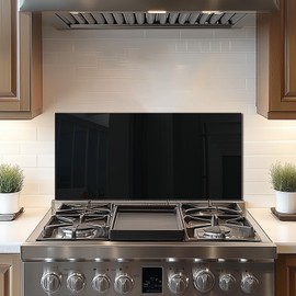 DAIFURONGE Tempered Glass Backsplash For Kitchen Behind Stove,Black Stove Back Top Cover,Easy to Clean Glass Splashback, Sink Cover Splash Guard,Home Kitchen Wall Decor (30"x14"(76.2x35.56cm))