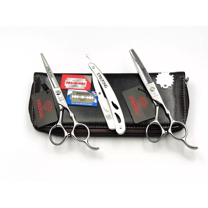 EVOLVING Kit Tijeras Silver 6 Pulgadas Barbero Estilista Evolving
