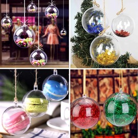 BetterJonny 20pcs Ornaments Balls 10cm Hollow Fillable Ball Ornaments Clear Ball Christmas Ornament DIY Decoration Party Gift