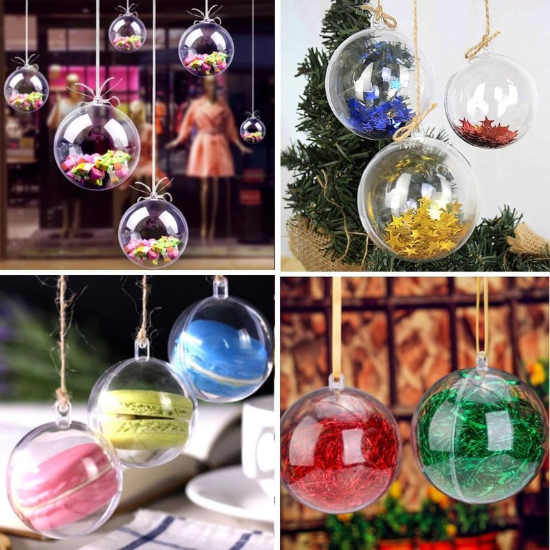 BetterJonny 20pcs Ornaments Balls 10cm Hollow Fillable Ball Ornaments Clear