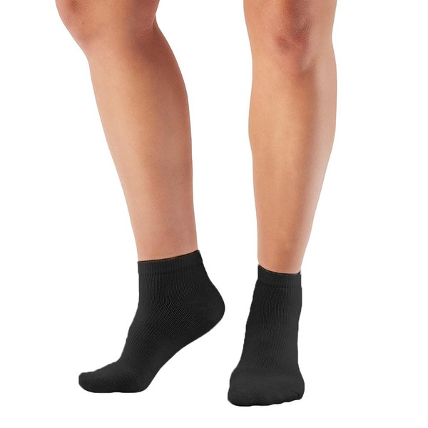 Ames Walker AW Style 140 Coolmax 20-30 mmHg Firm Compression Anklet Socks Black Large