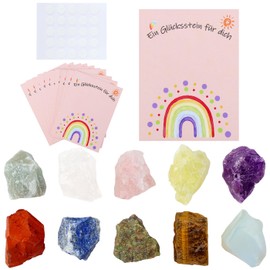 Sahoottie Set of 10 Lucky Stones Colourful Raw Stones Lucky Stone Gift Party Bag Stone Christening Gift Guest Gift Give Away Communion First Day at School