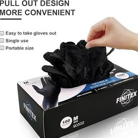 FINITEX 6mil 100% Nitrile Material, Strong Work Gloves - Multi-Purpose,Thick,Car Repair,Home Improvement:_1000 - Black_L