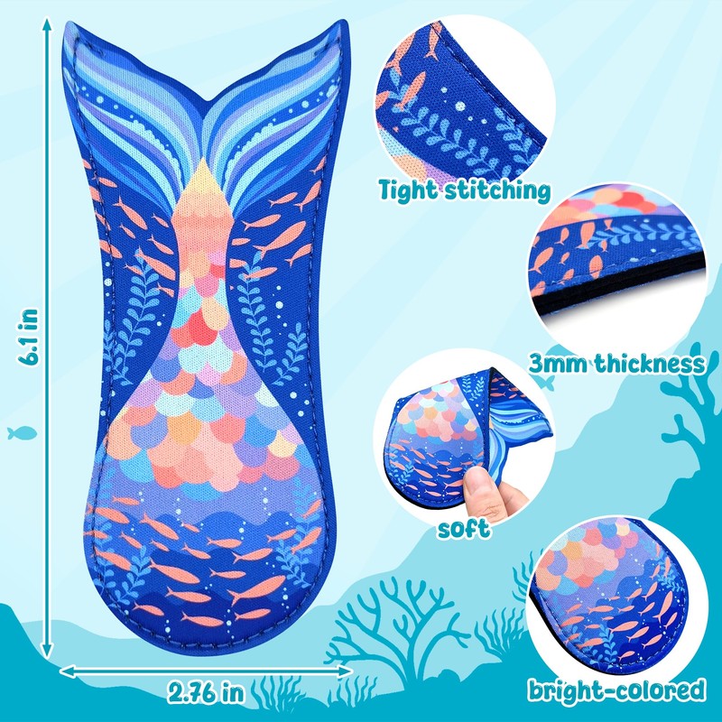 9-Pack Mermaid Tail Popsicle Sleeves 3 mm Reusable Neoprene Ice