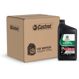 Castrol SAE 20W50 Small Engine Oil For Use in 4-Cycle Air Cooled Engines – Ideal For Outdoor Power Equipment, Lawn Mowers, Tractors, and More – 12 Pack (1 Quart)