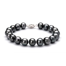 Black 8.5-9mm AA Quality Freshwater 925 Sterling Silver Cultured Pearl Bracelet-7 in length