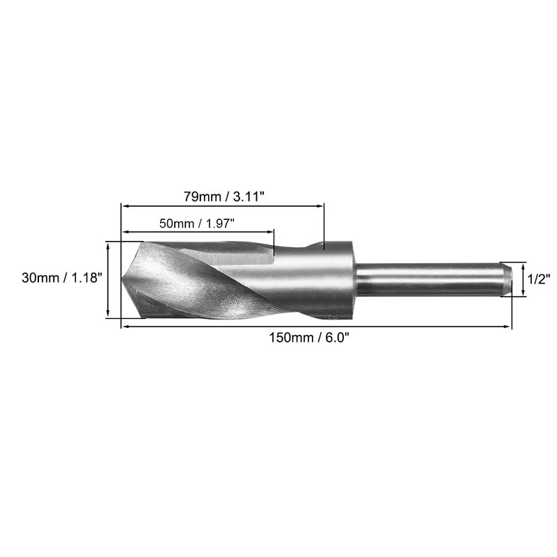 sourcing map Reduced Shank Drill Bit 30mm High Speed Steel