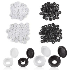 SPEEDWOX 120pcs Screw Caps Concealment Screws Decorative Hinged Screw Cover Caps Plastic Screw Caps Decorative Folding Screw Snap Cover Washer Flip Top for Screws (Black and White, S and M)